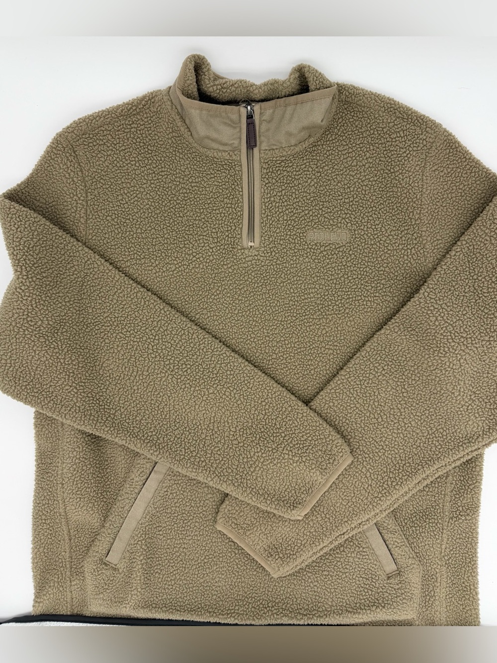 RedHead Men's Sherpa Quarter-Zip Fleece Pullover - Size Large - Tan/Oatmeal